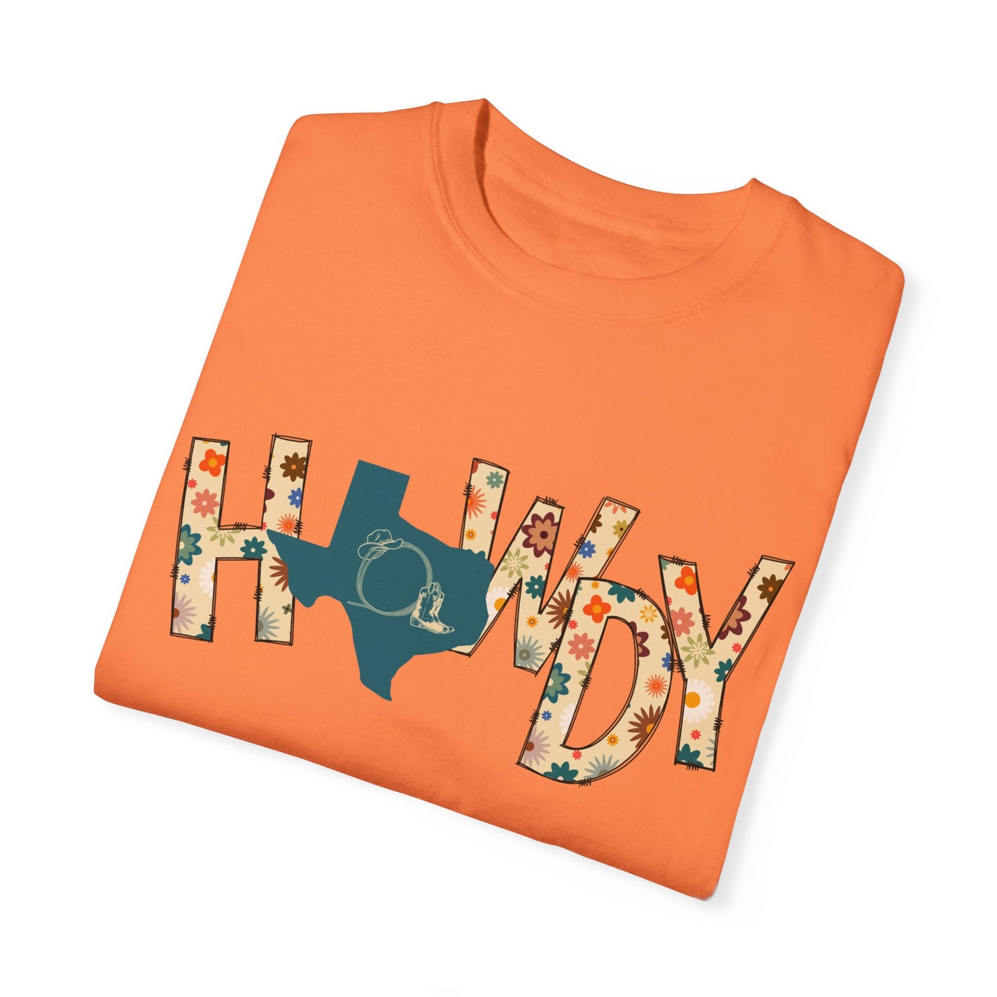 HOWDY with Floral Letters and Texas Comfort Colors T-Shirt