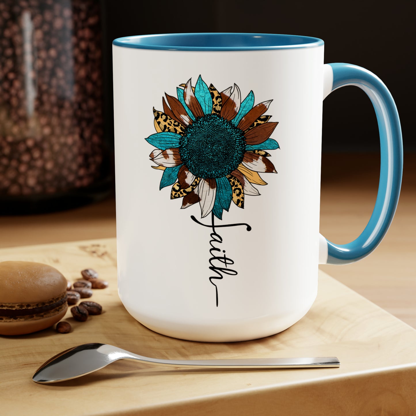 Faith With Sunflower Coffee Mug, Inspirational Coffee Mug, Coffee Cup, Drink Cup