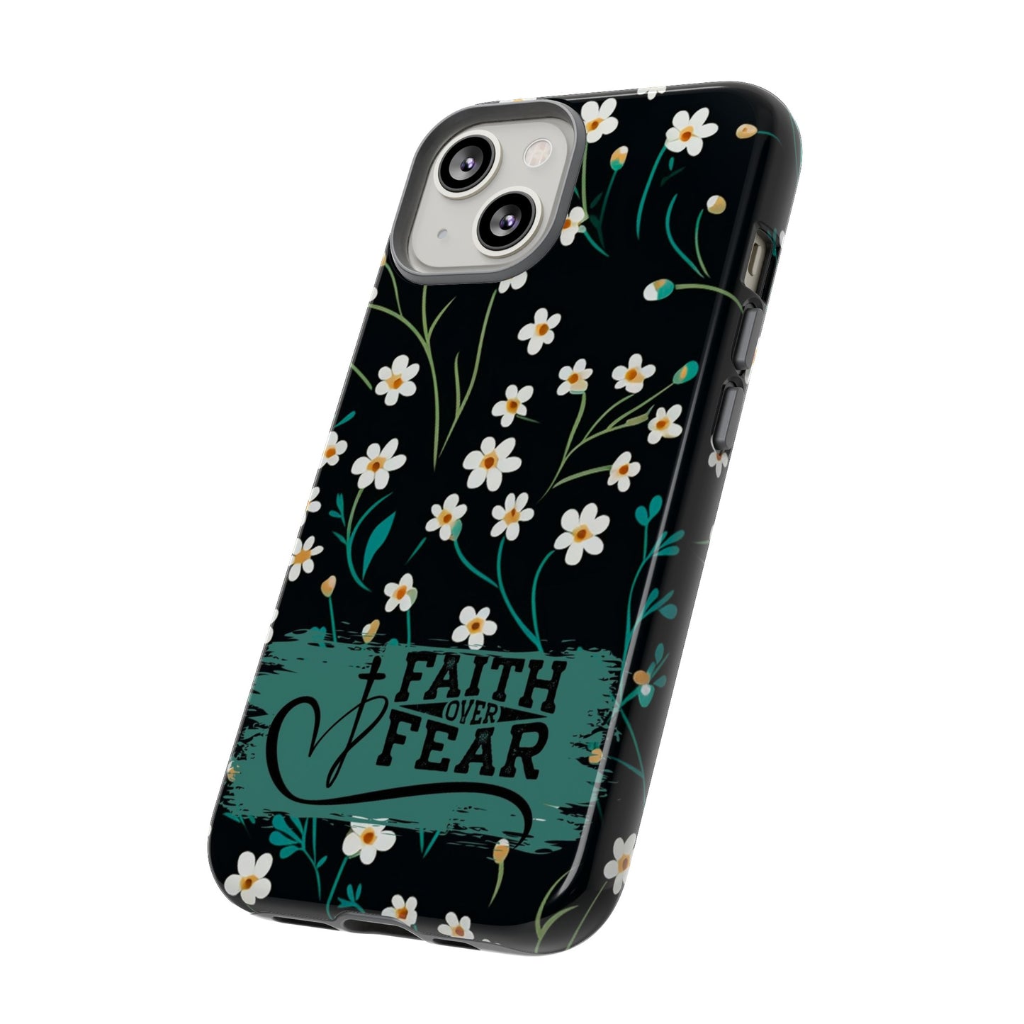 iPhone Case With Faith Over Fear and Cross With Heart