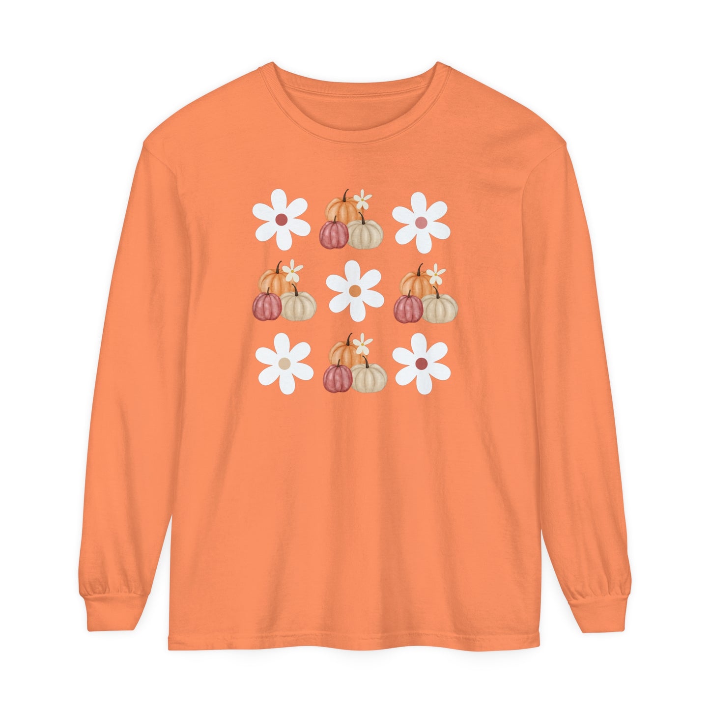 Pumpkins and Daisies Long Sleeve Comfort Colors T-Shirt