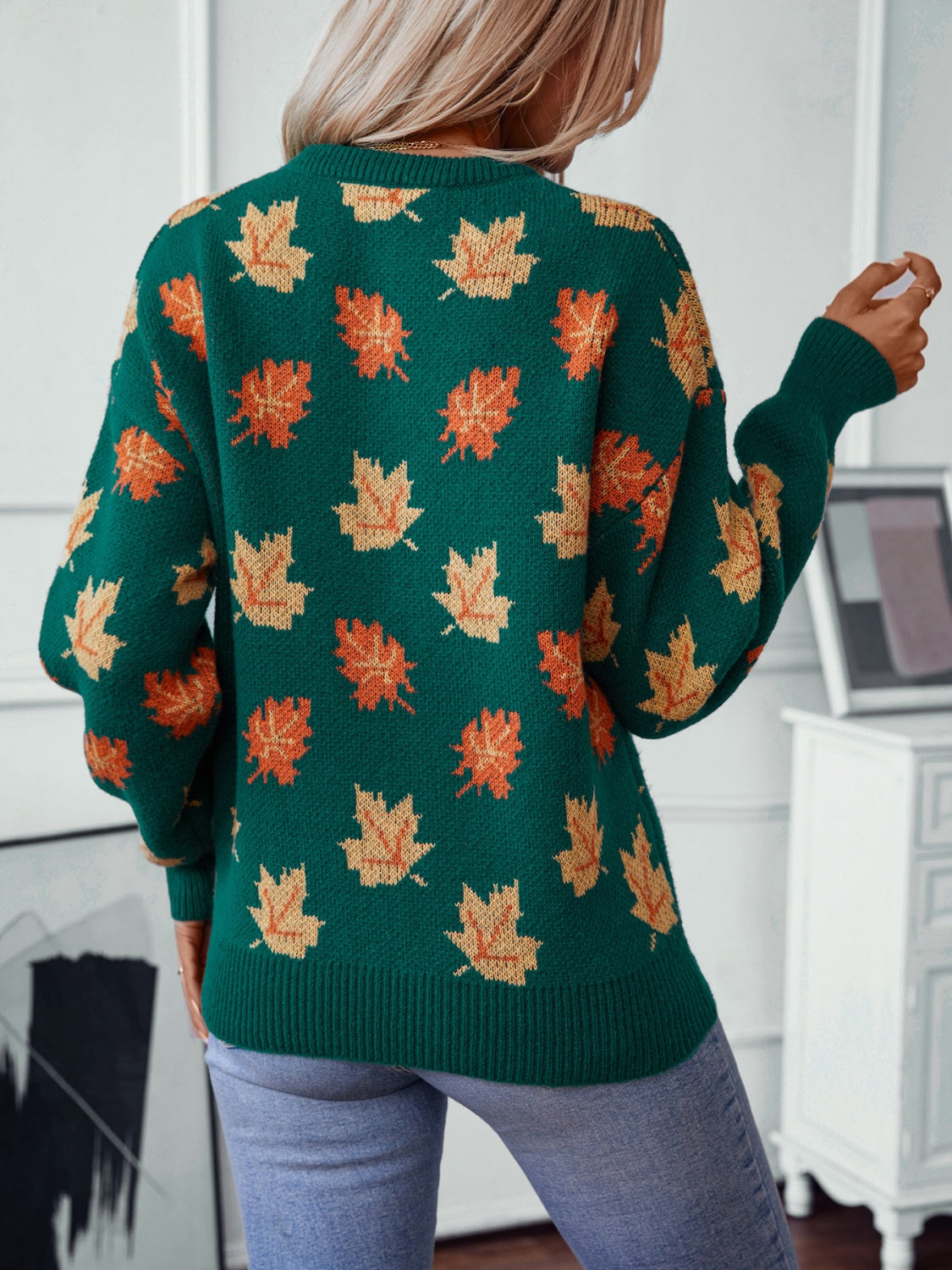 Fall Maple Leaves Long Sleeve Sweater