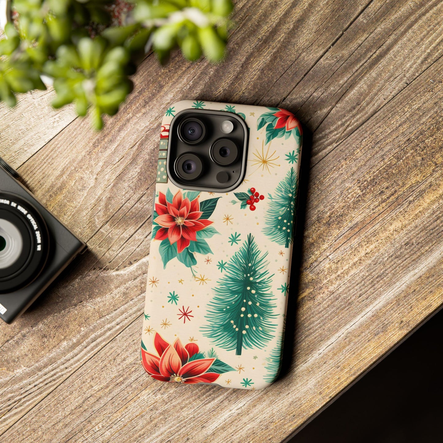 Christmas Trees and Poinsetta IPhone Case for IPhones 12 - 16