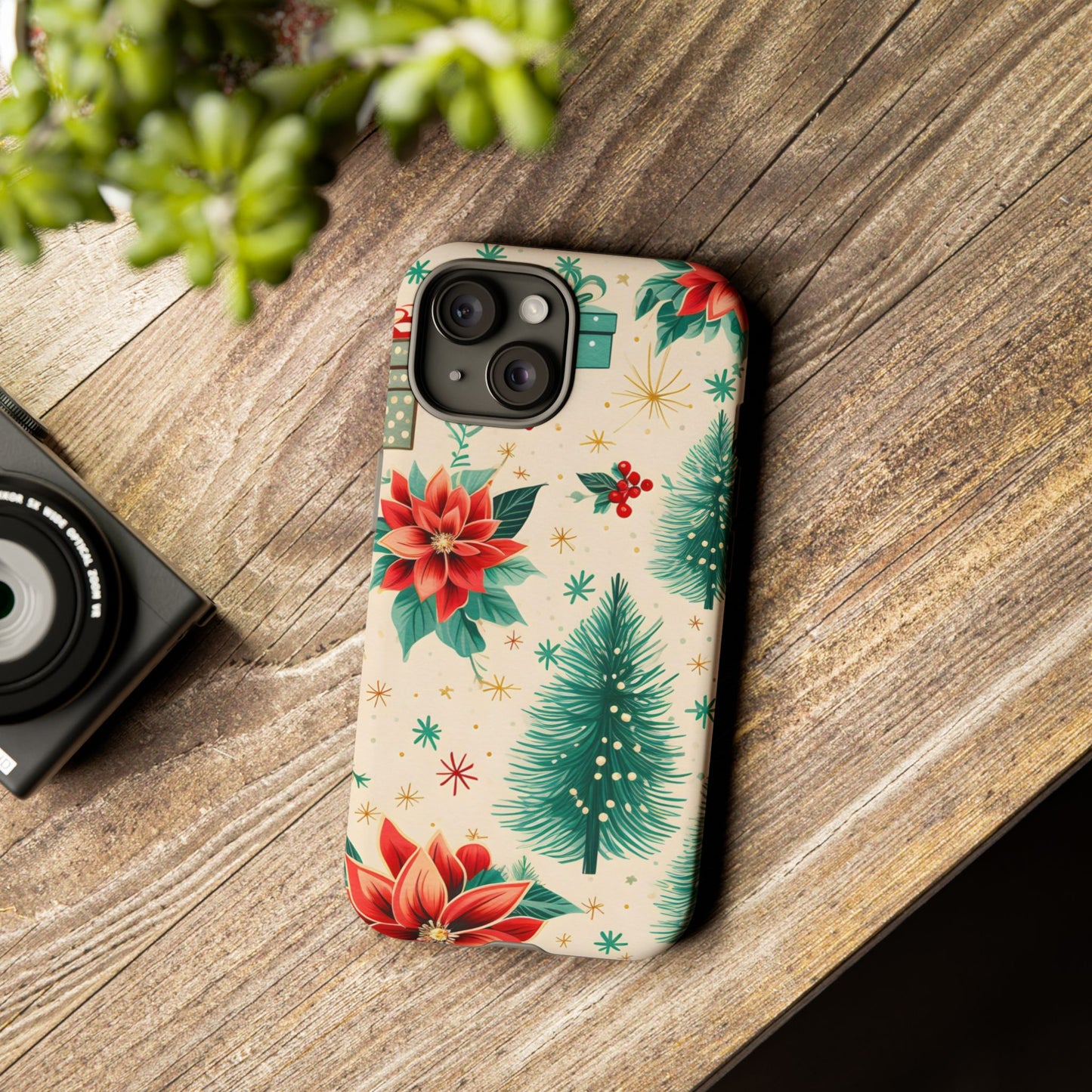 Christmas Trees and Poinsetta IPhone Case for IPhones 12 - 16