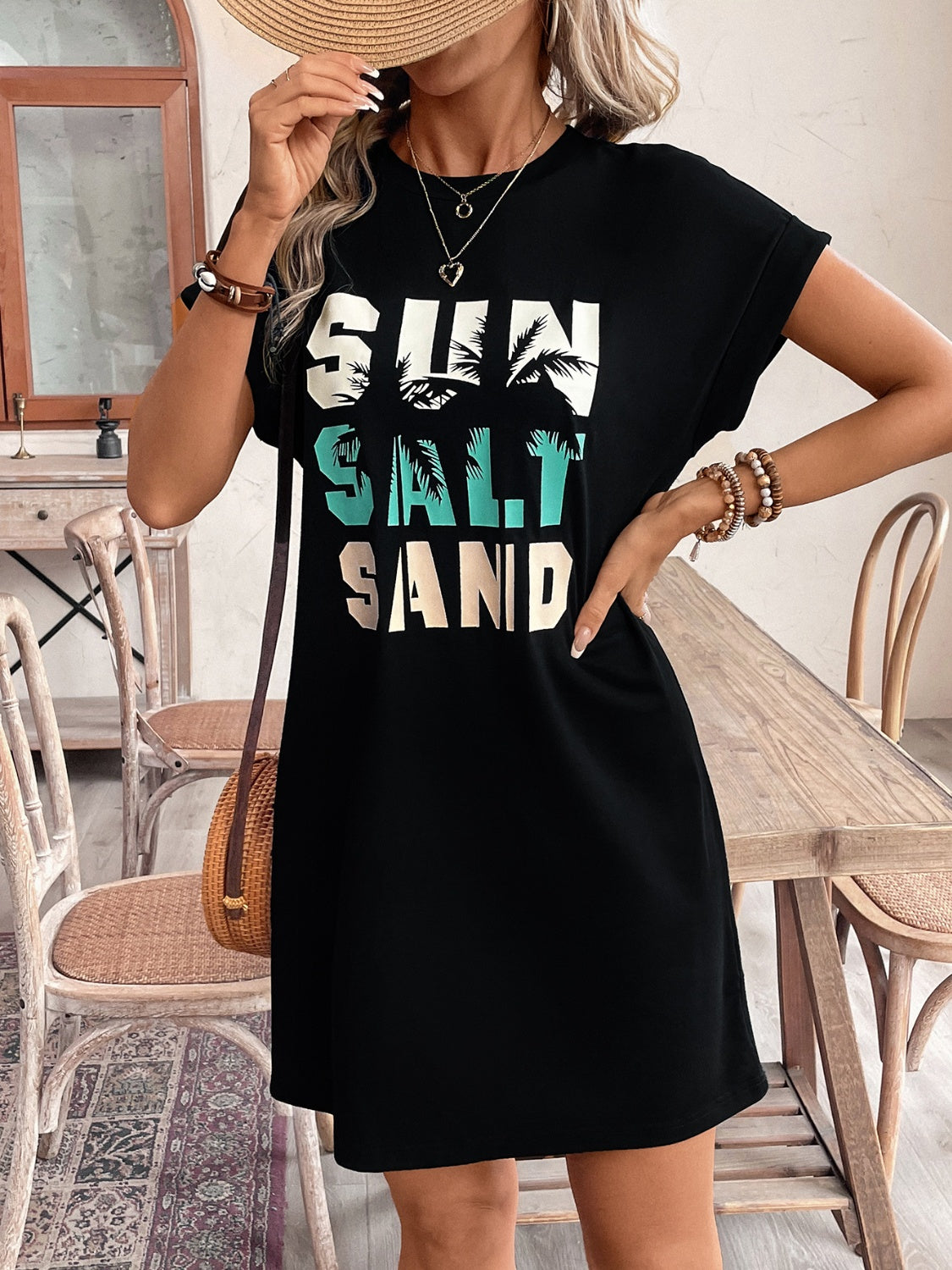 Sun Salt Sand:  Mini Tee Dress Short Sleeves