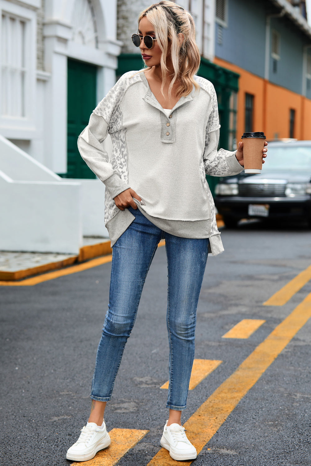 Exposed Seams Long Sleeve Sweatshirt