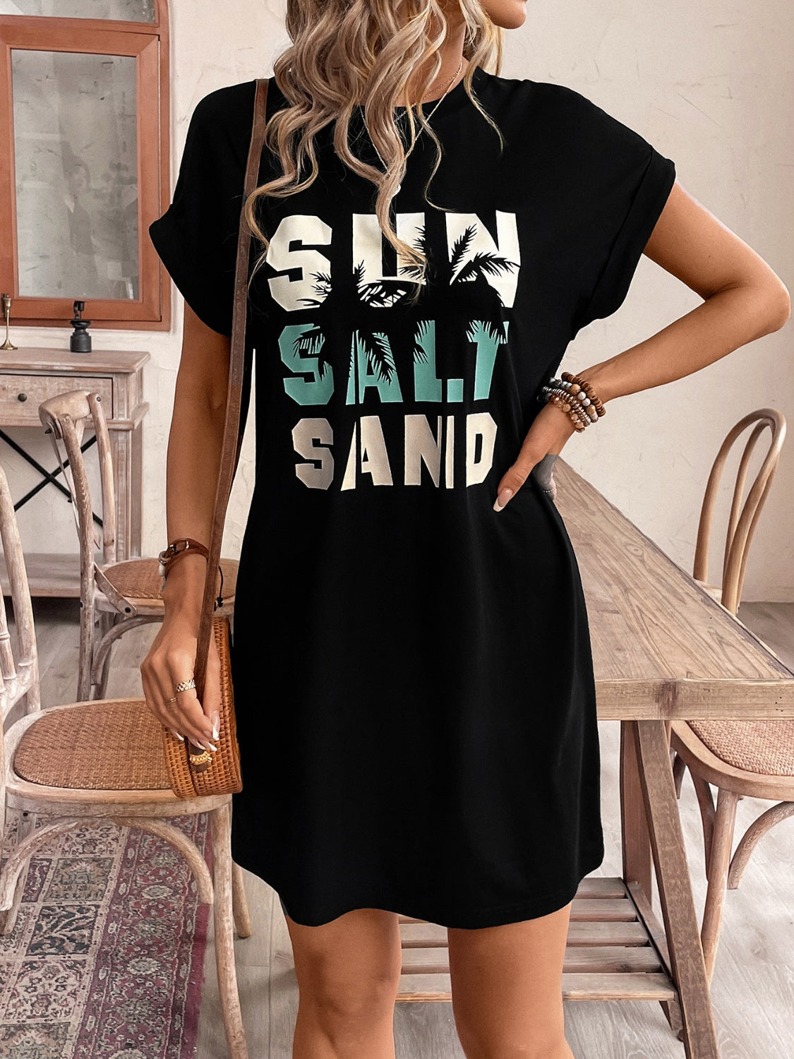 Sun Salt Sand:  Mini Tee Dress Short Sleeves