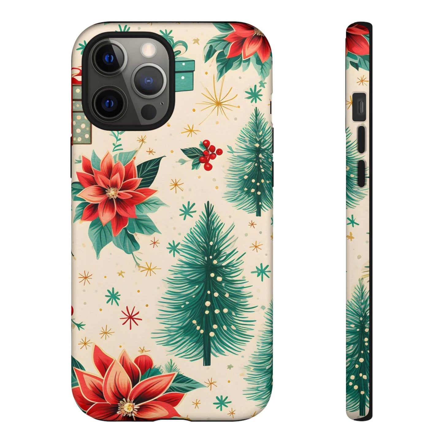 Christmas Trees and Poinsetta IPhone Case for IPhones 12 - 16