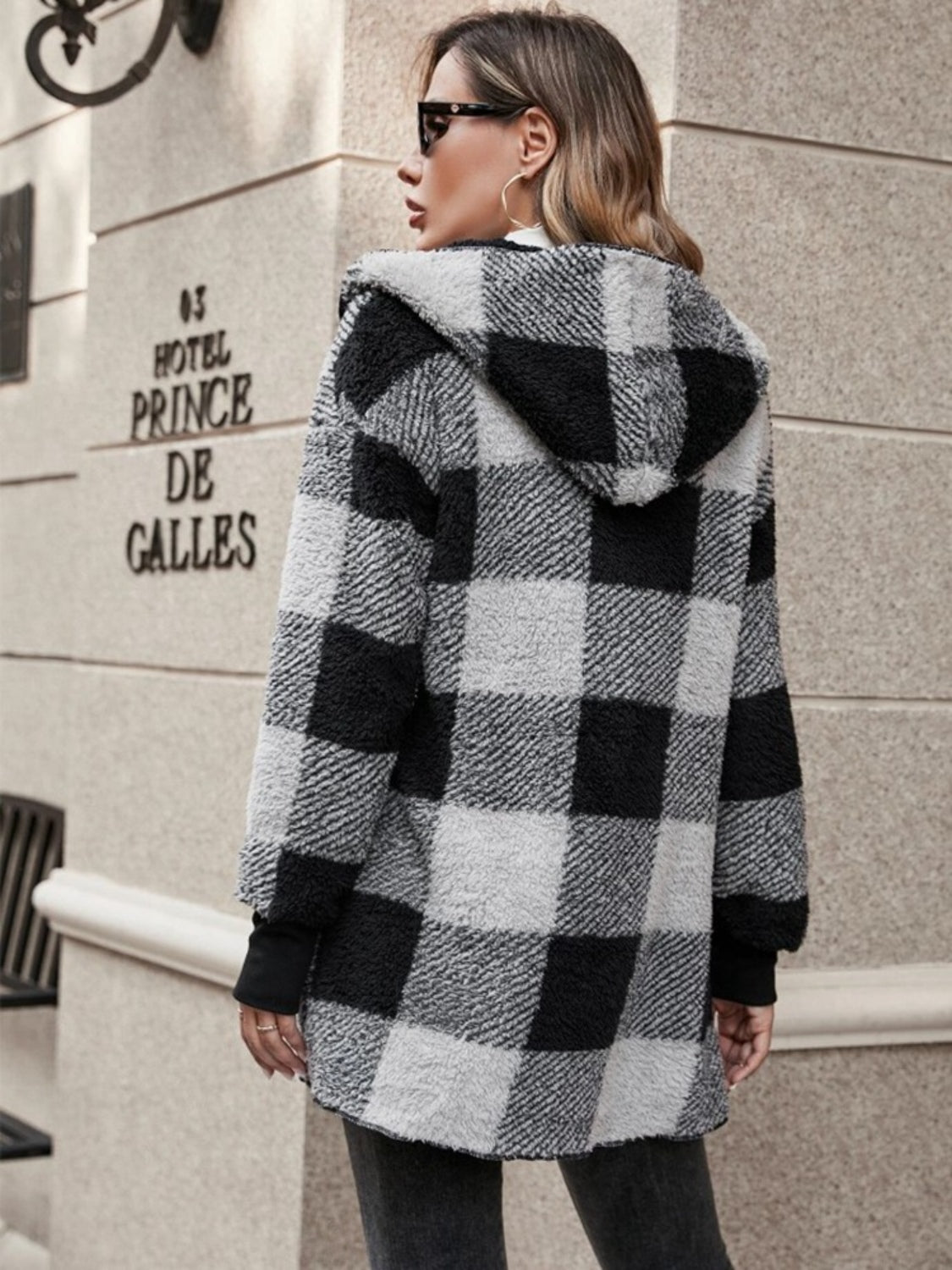 Plaid Hooded Light-Weight Coat