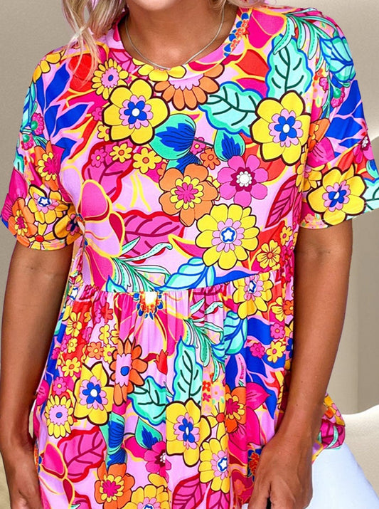 Pretty Paradise:  Printed Short Sleeve Blouse