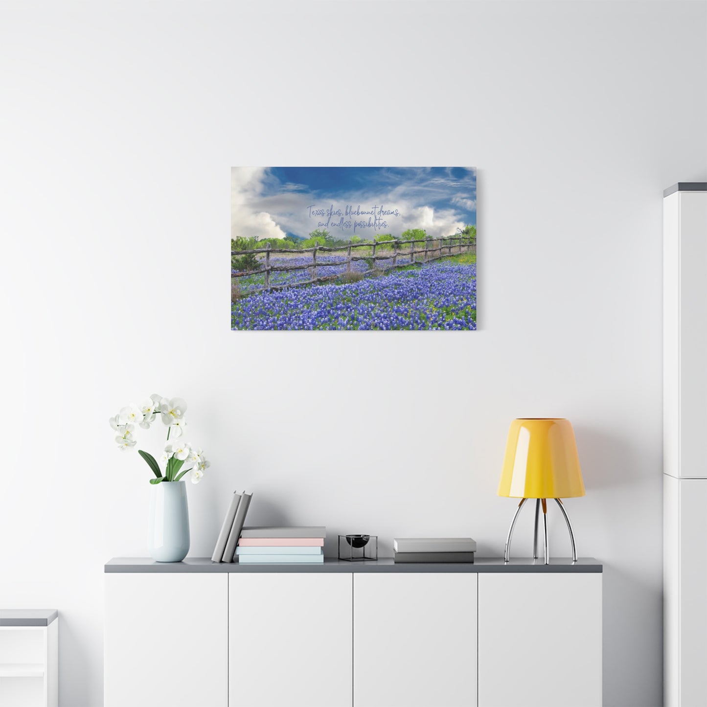 Texas Skies Bluebonnet Dreams and Endless Possibilities - Canvas Matte Wall Art