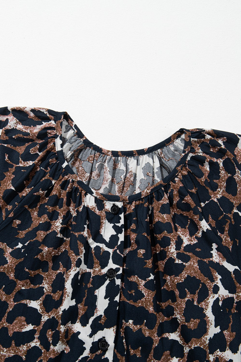 Leopard Print Cotton Sleeve Mini Dress