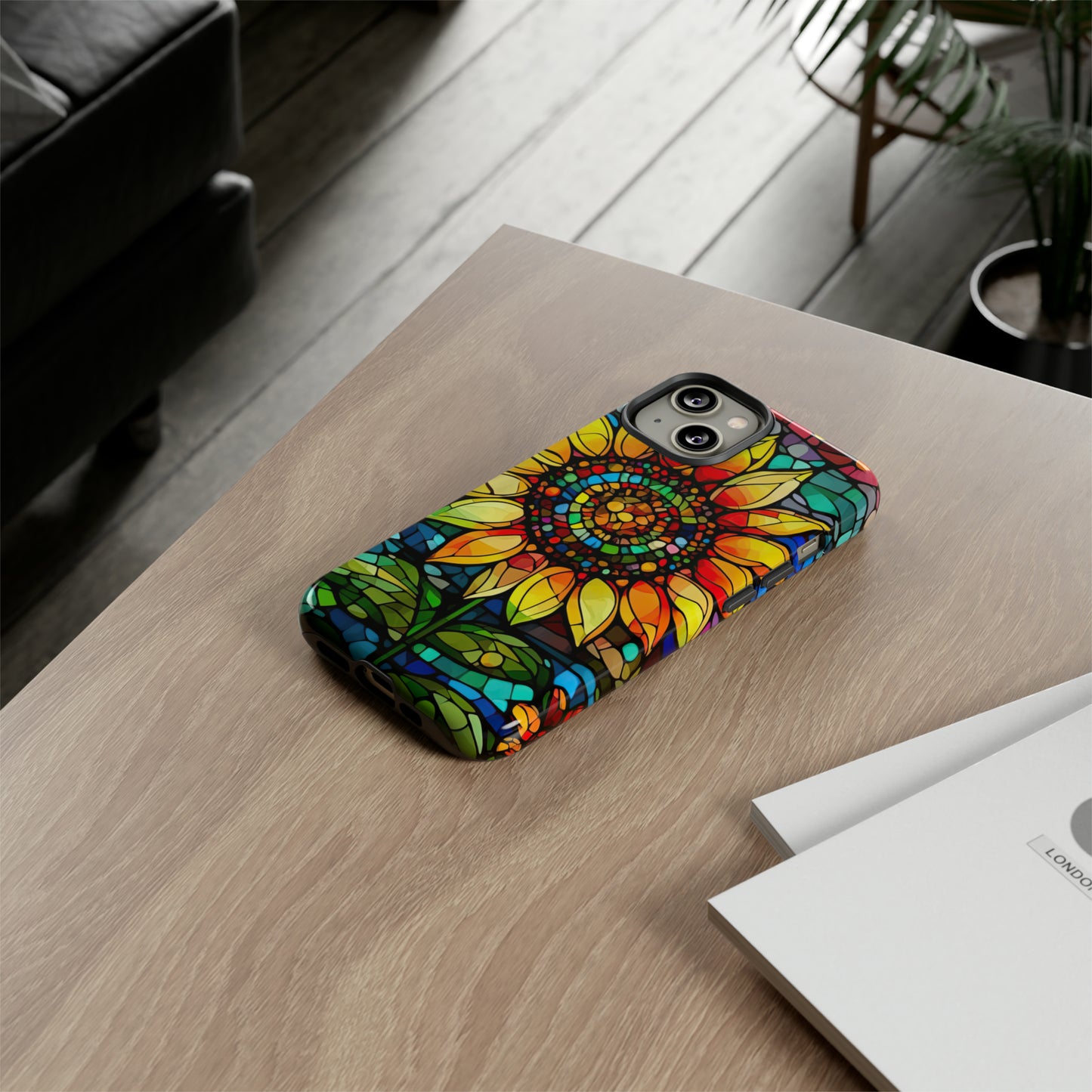 Colorful Sunflower Stained Glass Tough Cases, IPhone Case, Phone Case, Sunflower IPhone Case, Phone Protector, Inspirational Phone Case
