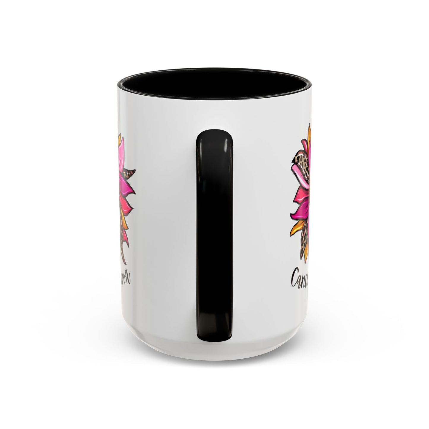 Sunflower Cancer Survivor Coffee Mug with Pink Ribbon (11, 15oz)