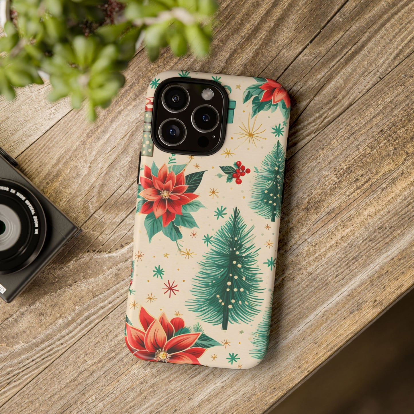 Christmas Trees and Poinsetta IPhone Case for IPhones 12 - 16