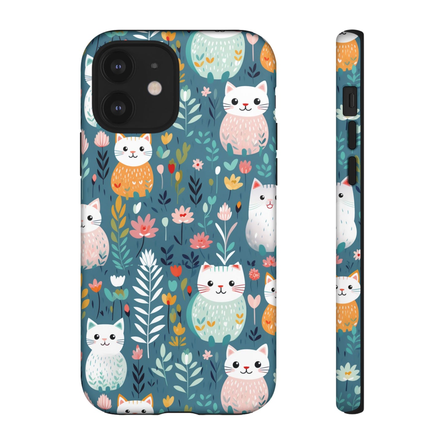 Pretty Cats and Floral IPhone Case for IPhones 11 - 16