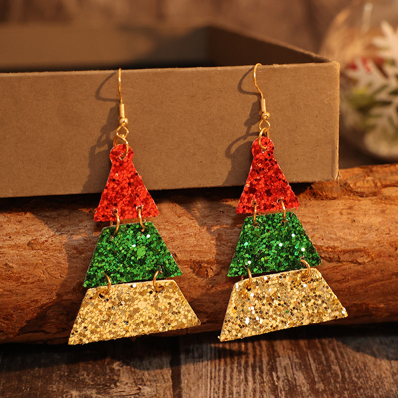 Christmas Tree Sequin Earrings