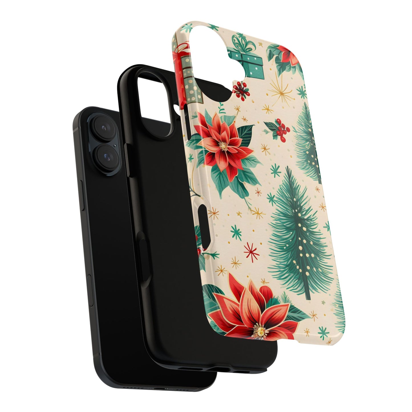 Christmas Trees and Poinsetta IPhone Case for IPhones 12 - 16