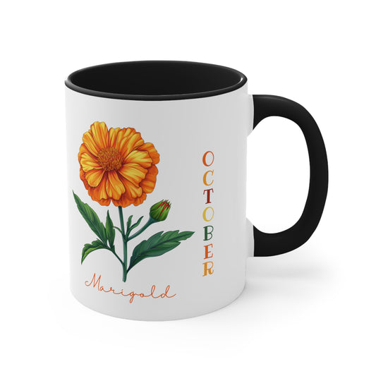 October Birth Flower Coffee Mug, 11oz, Birth Month, Born in October, Coffee Mug, Gifts For Her, Gifts For Mom, Friend Gift, Marigold Mug