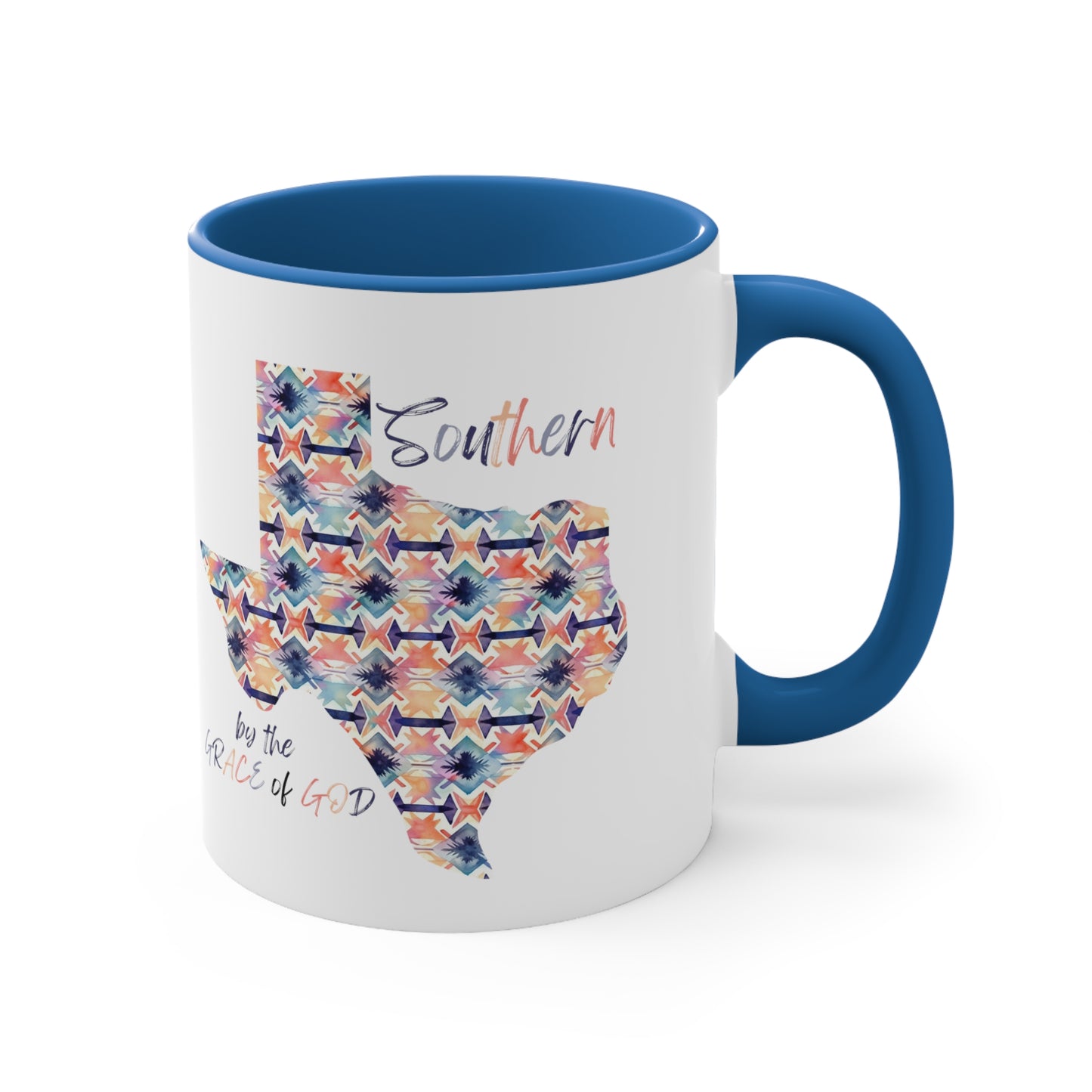 Texas Born & Southern by the Grace of God Accent Coffee Mug, 11oz