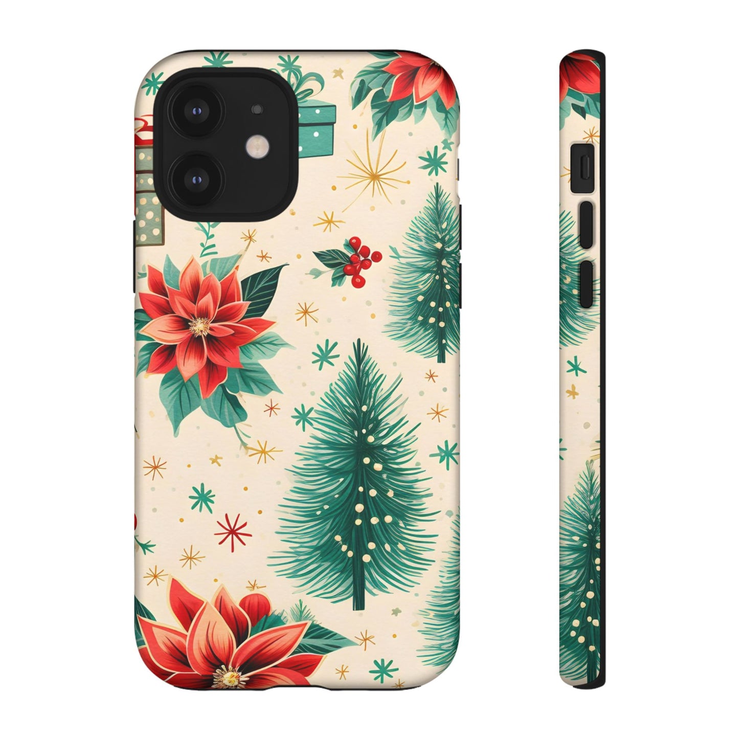 Christmas Trees and Poinsetta IPhone Case for IPhones 12 - 16