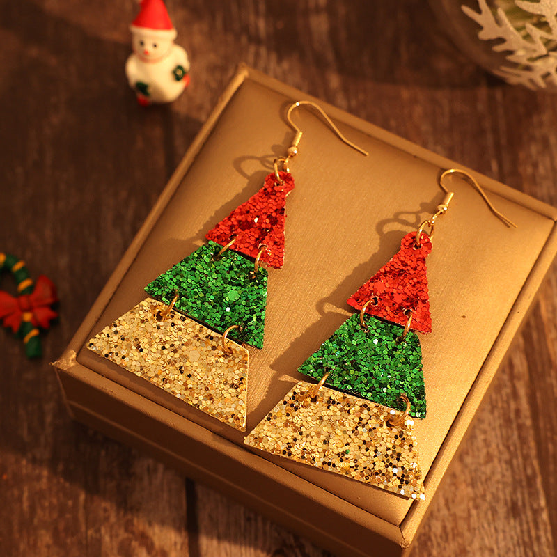 Christmas Tree Sequin Earrings