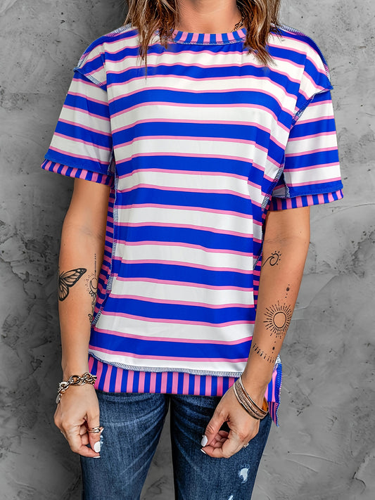 Contrast Stripes:  Great T-Shirt in Several Color Choices