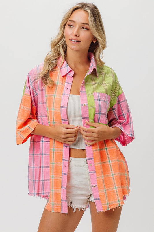 Timeless Plaid:  Half Sleeve Shirt Multi Colors