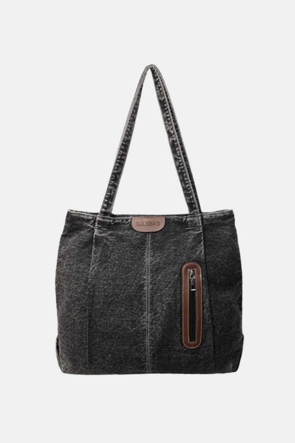 Shoulder Bag:  Denim Tote Bag with Zip