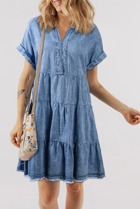 Cute Short Sleeve Denim Dress