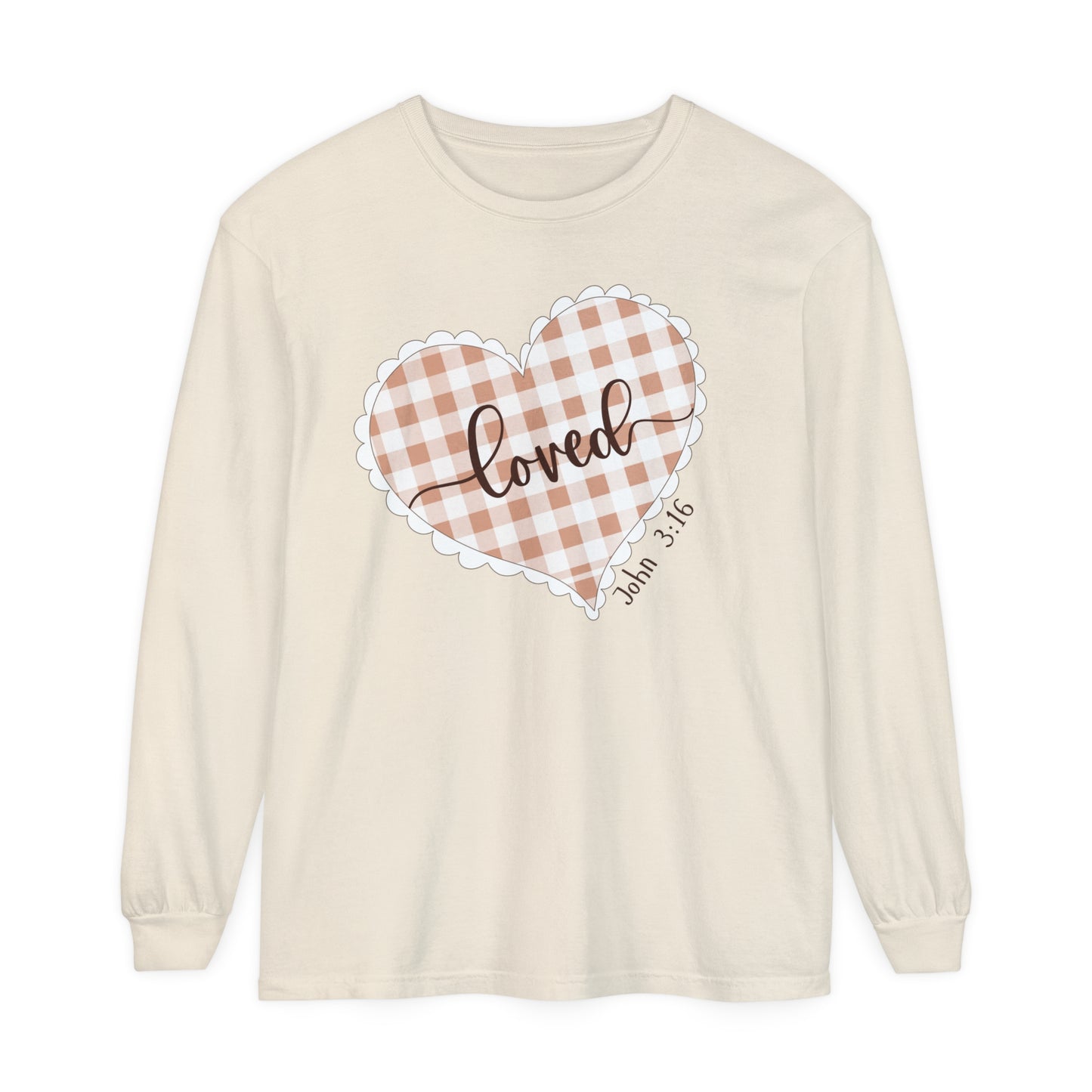 Checkered Heart With 'LOVED' and Bible Verse Reference