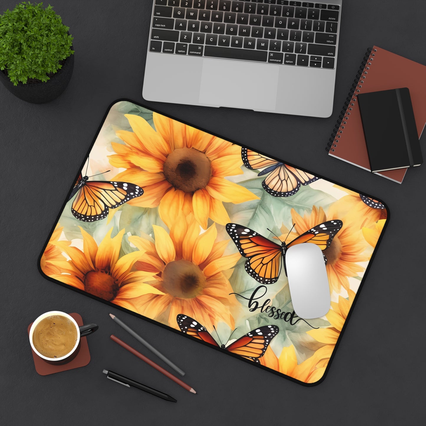 Beautiful Butterflies and Sunflowers Desk Mat / Mouse Pad