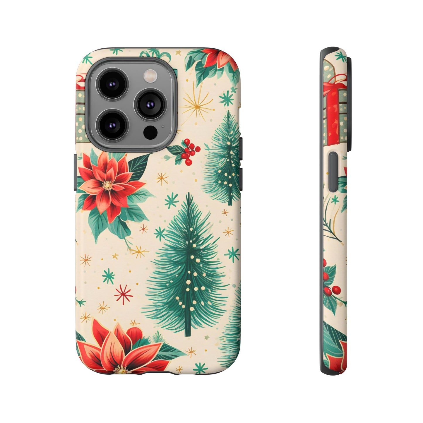 Christmas Trees and Poinsetta IPhone Case for IPhones 12 - 16