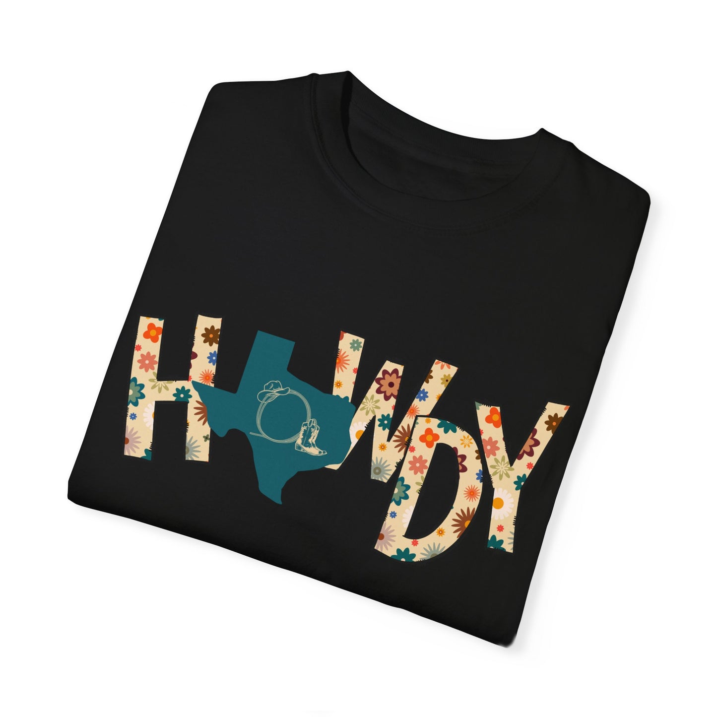 HOWDY with Floral Letters and Texas Comfort Colors T-Shirt