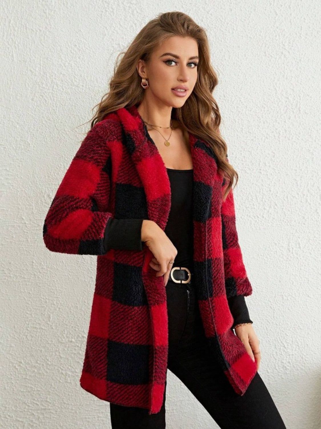 Plaid Hooded Light-Weight Coat