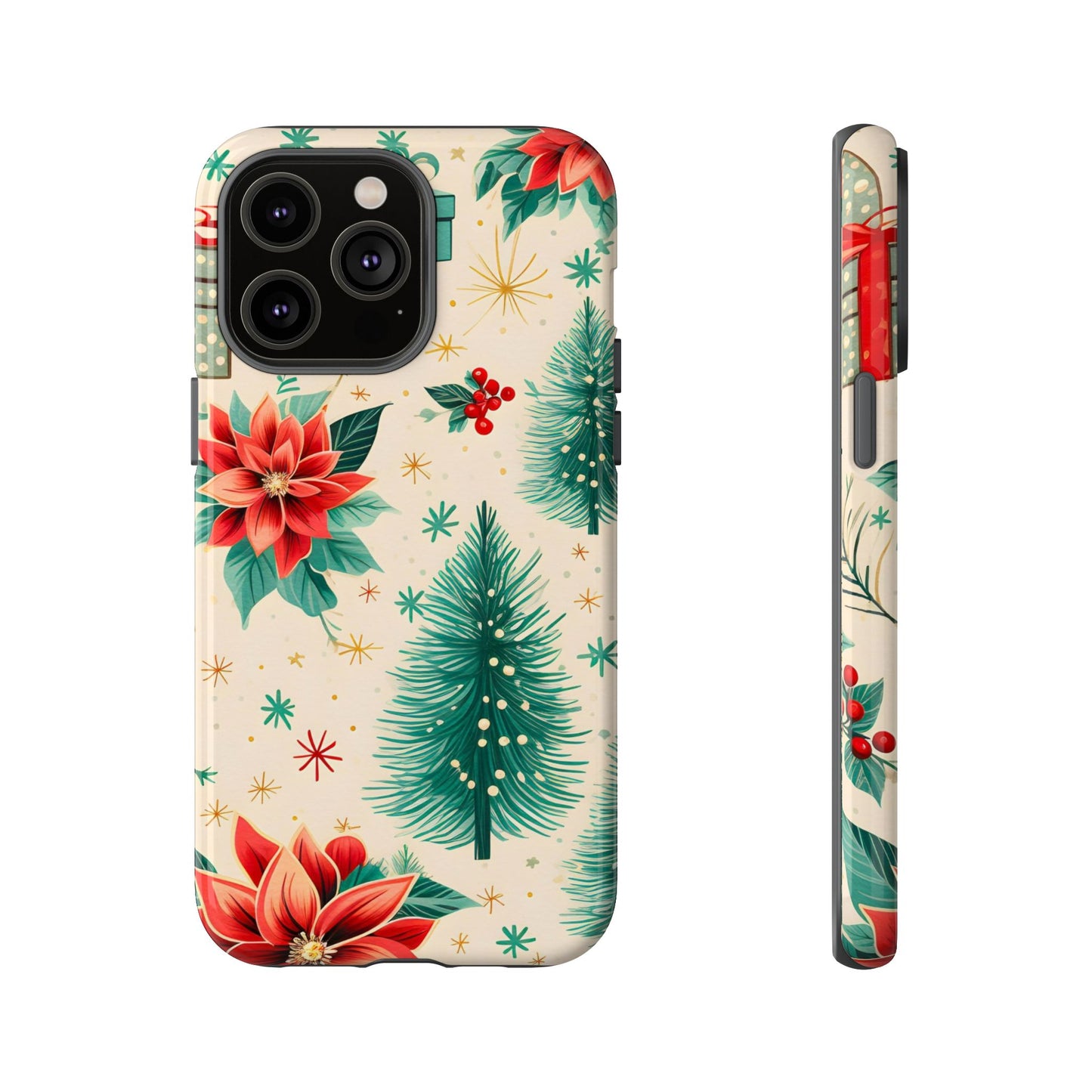 Christmas Trees and Poinsetta IPhone Case for IPhones 12 - 16