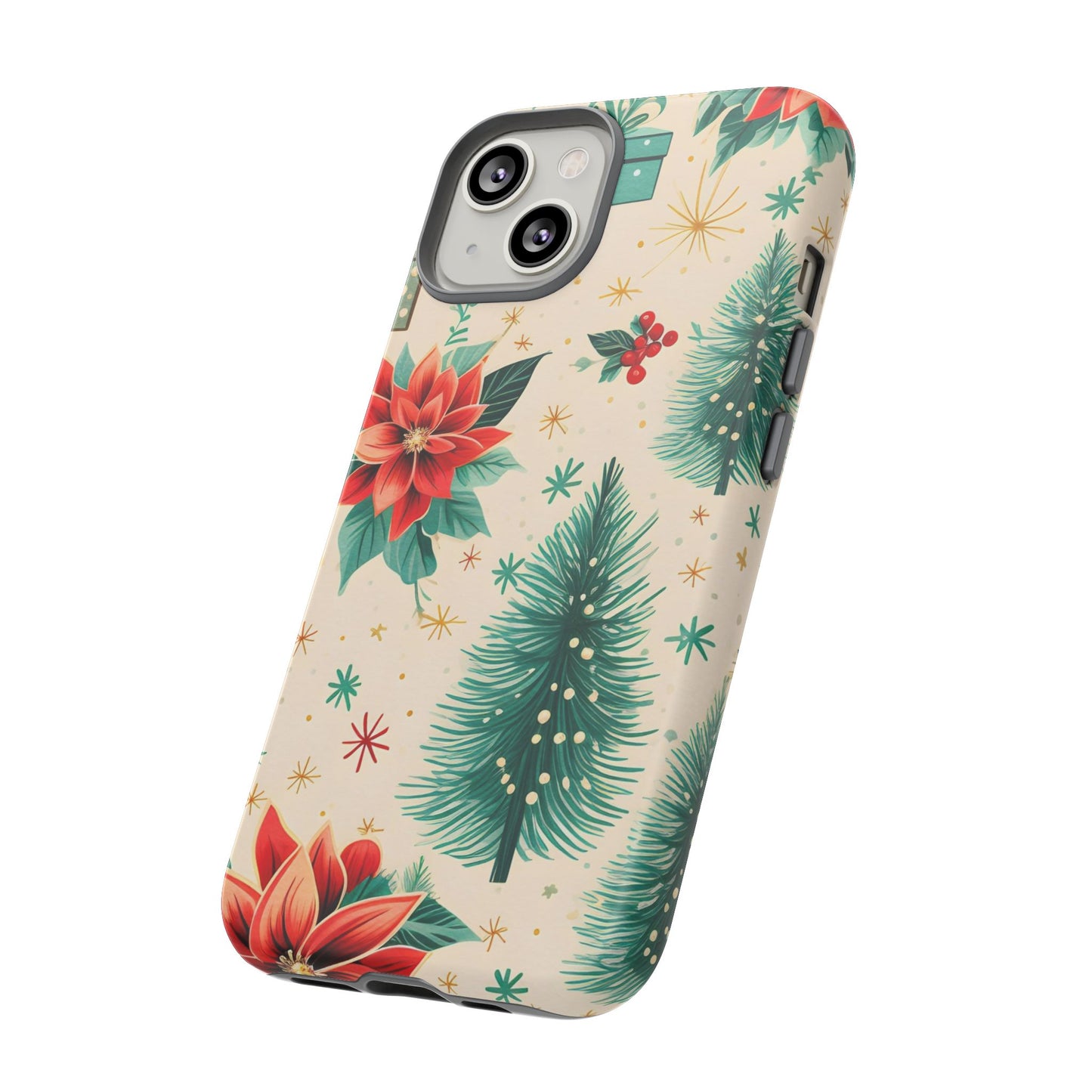 Christmas Trees and Poinsetta IPhone Case for IPhones 12 - 16