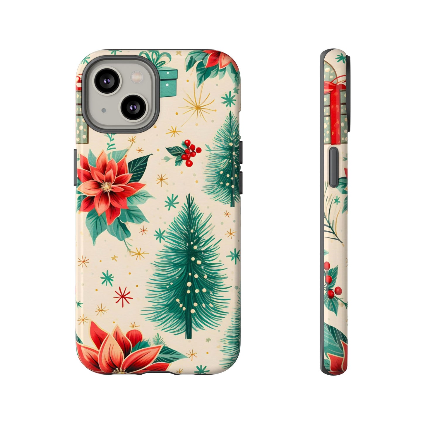 Christmas Trees and Poinsetta IPhone Case for IPhones 12 - 16