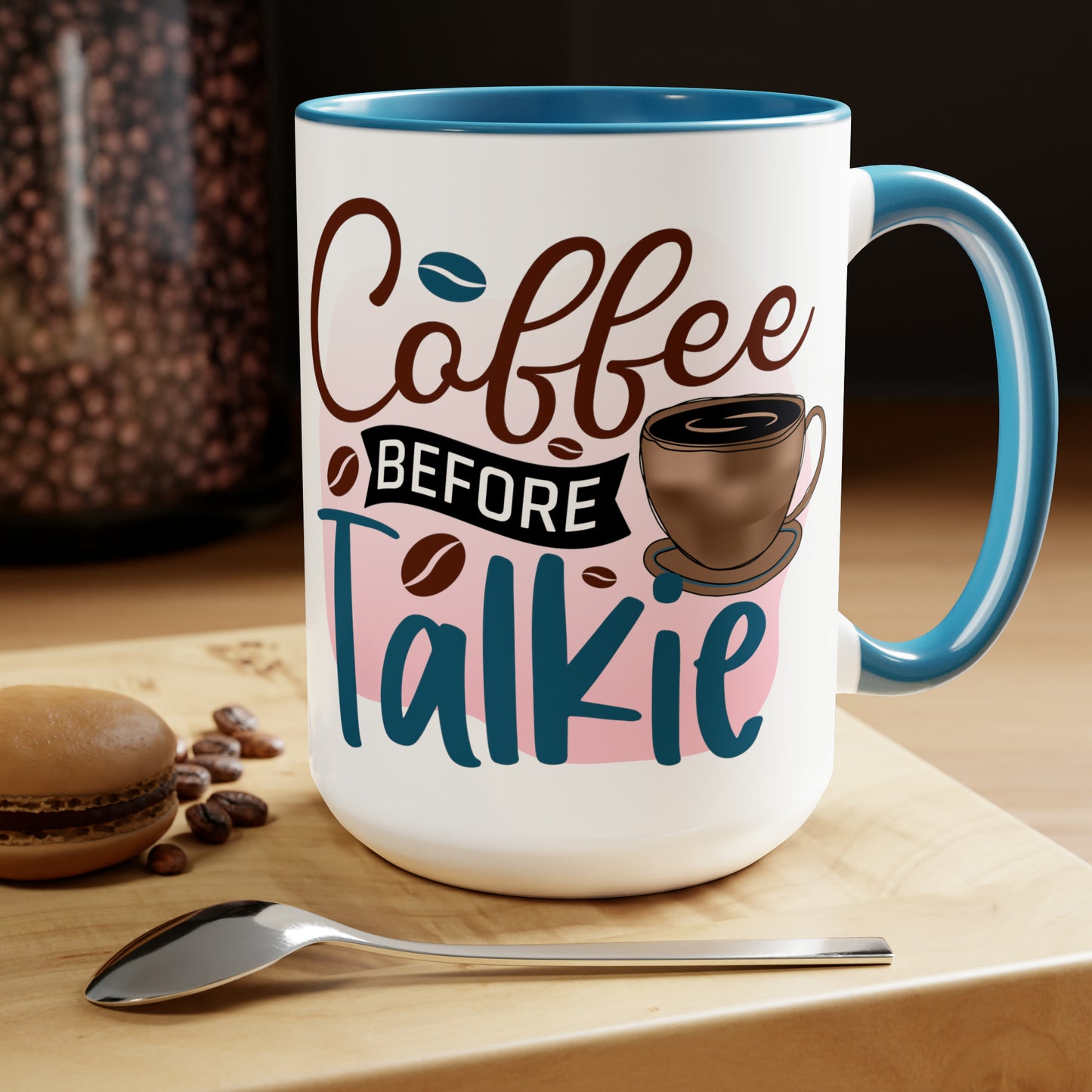 Coffee Before Talkie Two-Tone Coffee Mugs, 15oz, Coffee Mug, Coffee Cup, Mug for Coffee Lover, Gifts For Her, Gifts For Mom, Teacher Gifts