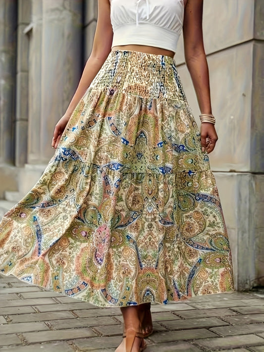 Tiered Treasures: Printed High Rise Skirt Adventure