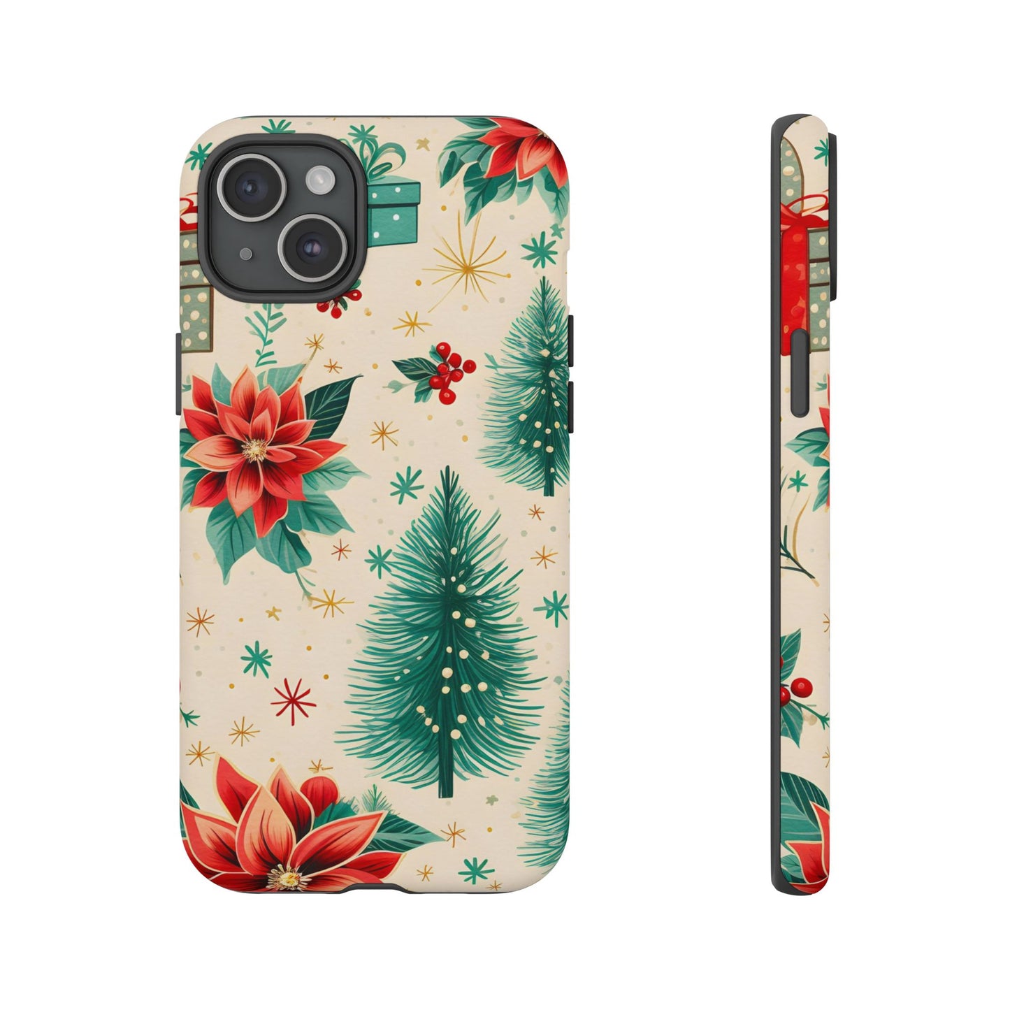 Christmas Trees and Poinsetta IPhone Case for IPhones 12 - 16