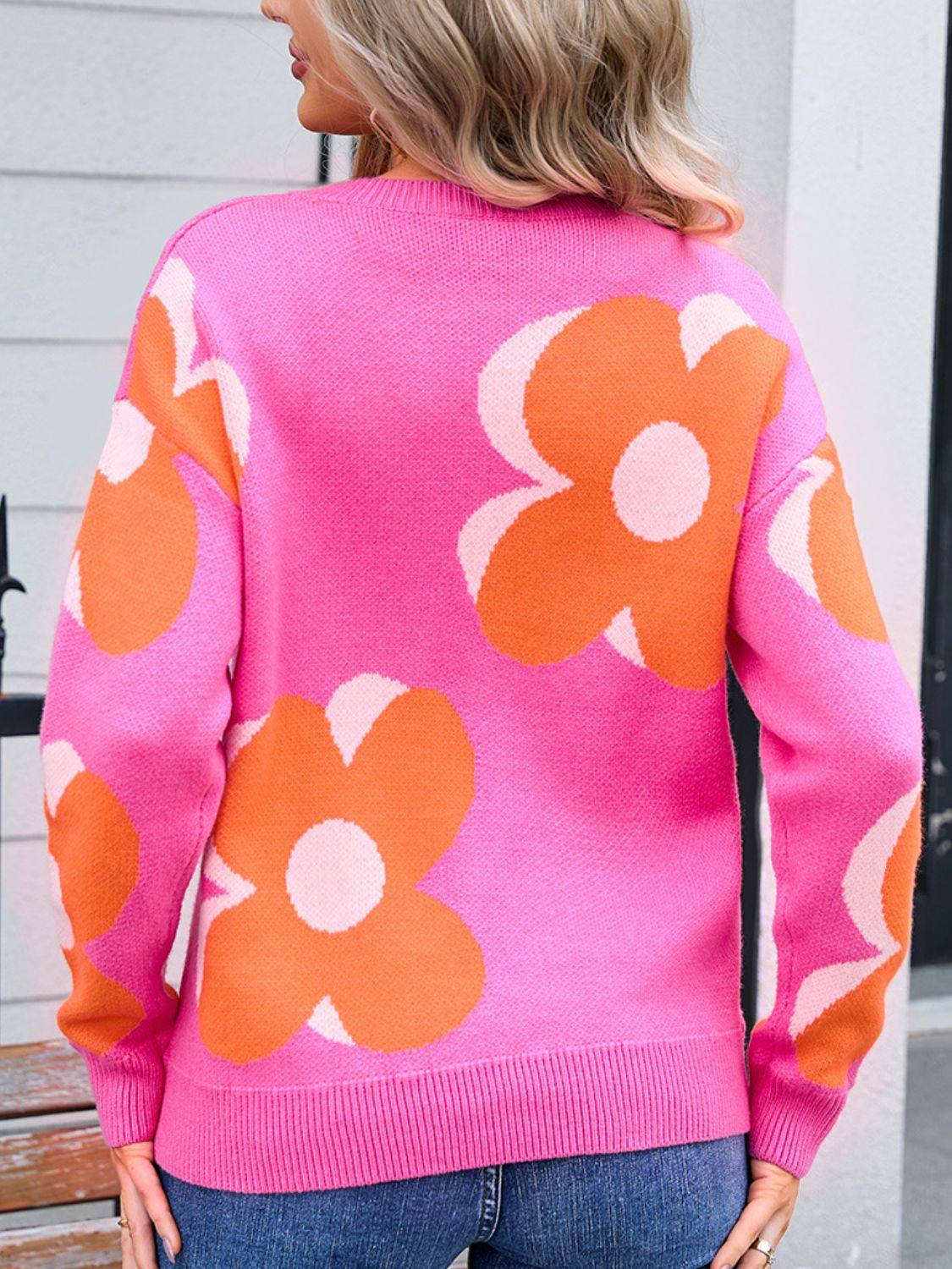 Big Blooms:  Long Sleeve Sweater