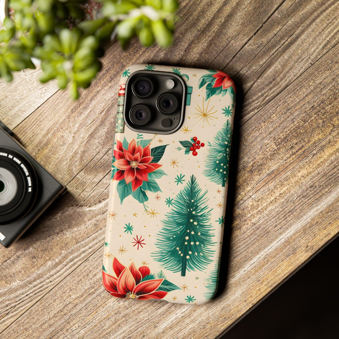 Christmas Trees and Poinsetta IPhone Case for IPhones 12 - 16