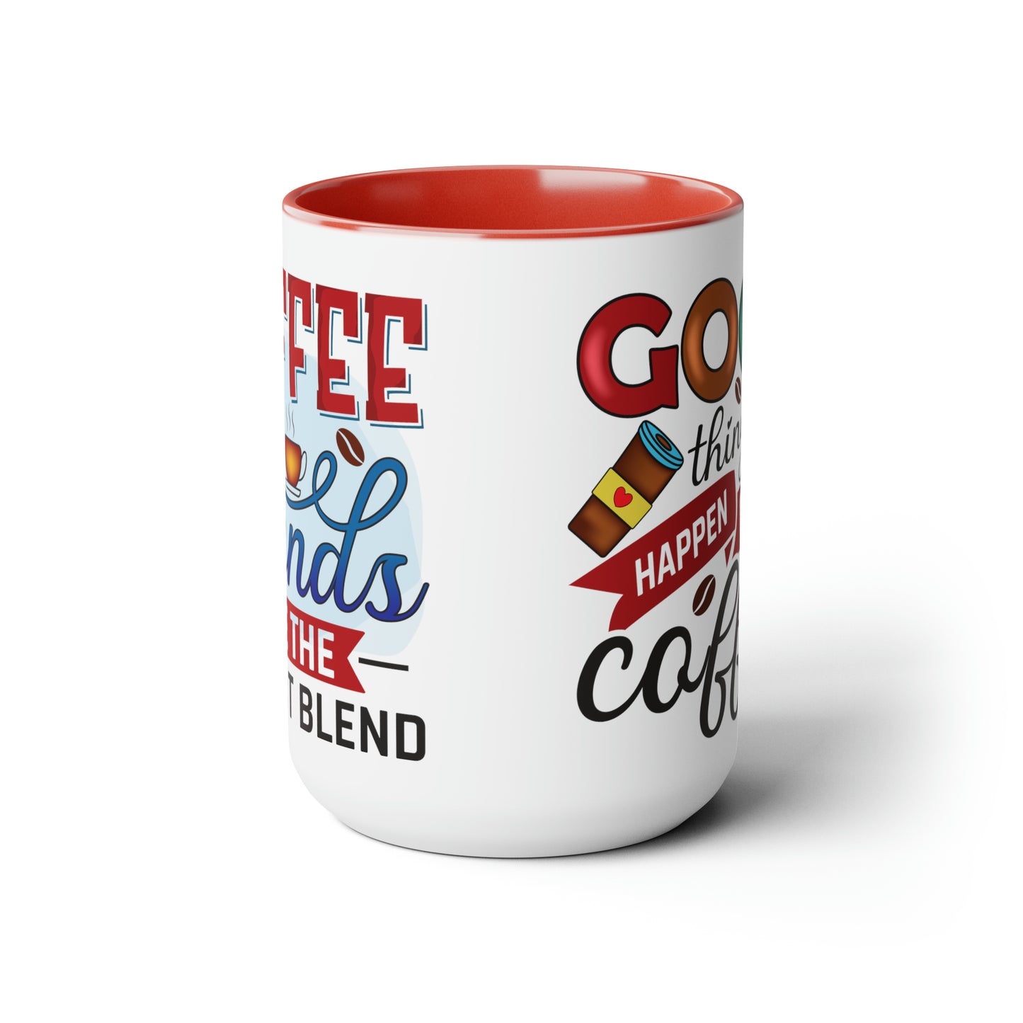 Coffee and Friends Are The Perfect Blend Two-Tone Coffee Mugs, 15oz, Coffee Mug, Coffee Cup, Drink Mug, Gifts For Friends, Friend Gift