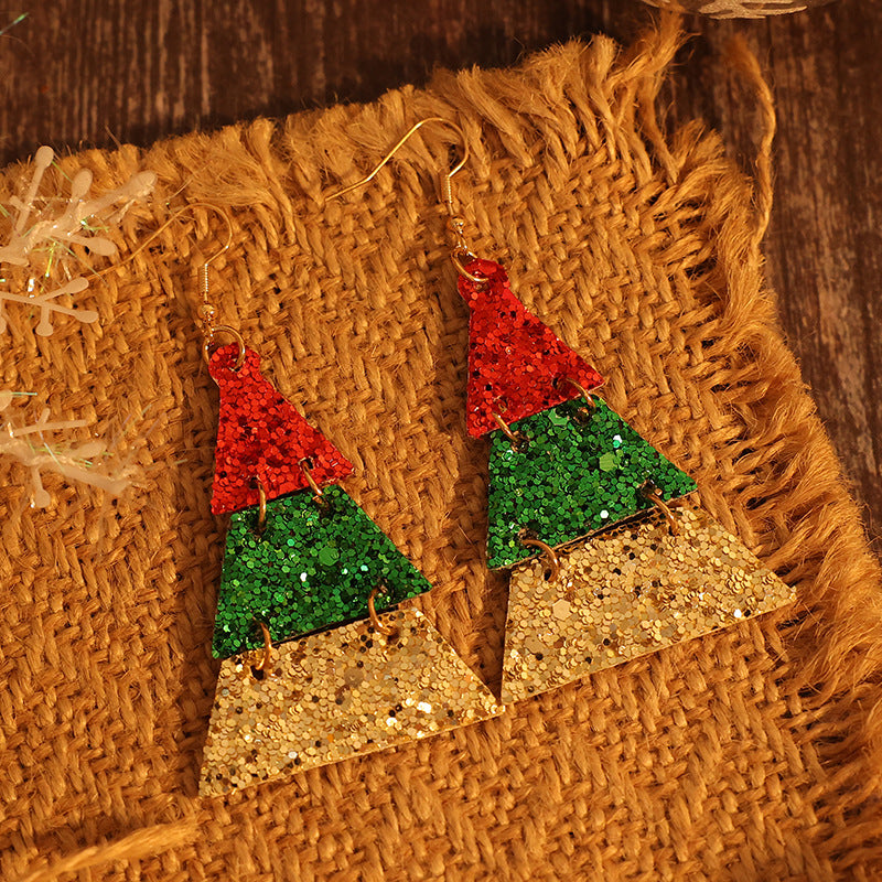 Christmas Tree Sequin Earrings