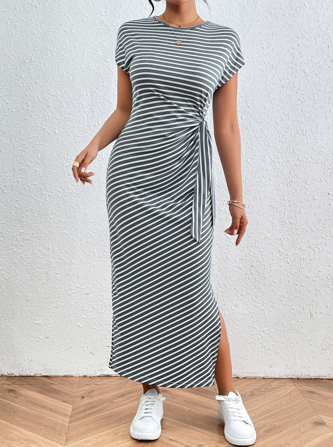 Surely Stripes: Round Neck Short Sleeve Tee Dress