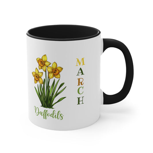 March Birth Flower Coffee Mug, 11oz, Birth Month, Born in March, Coffee Mug, Gifts For Her, Gifts For Mom, Friend Gift, Flower Mug