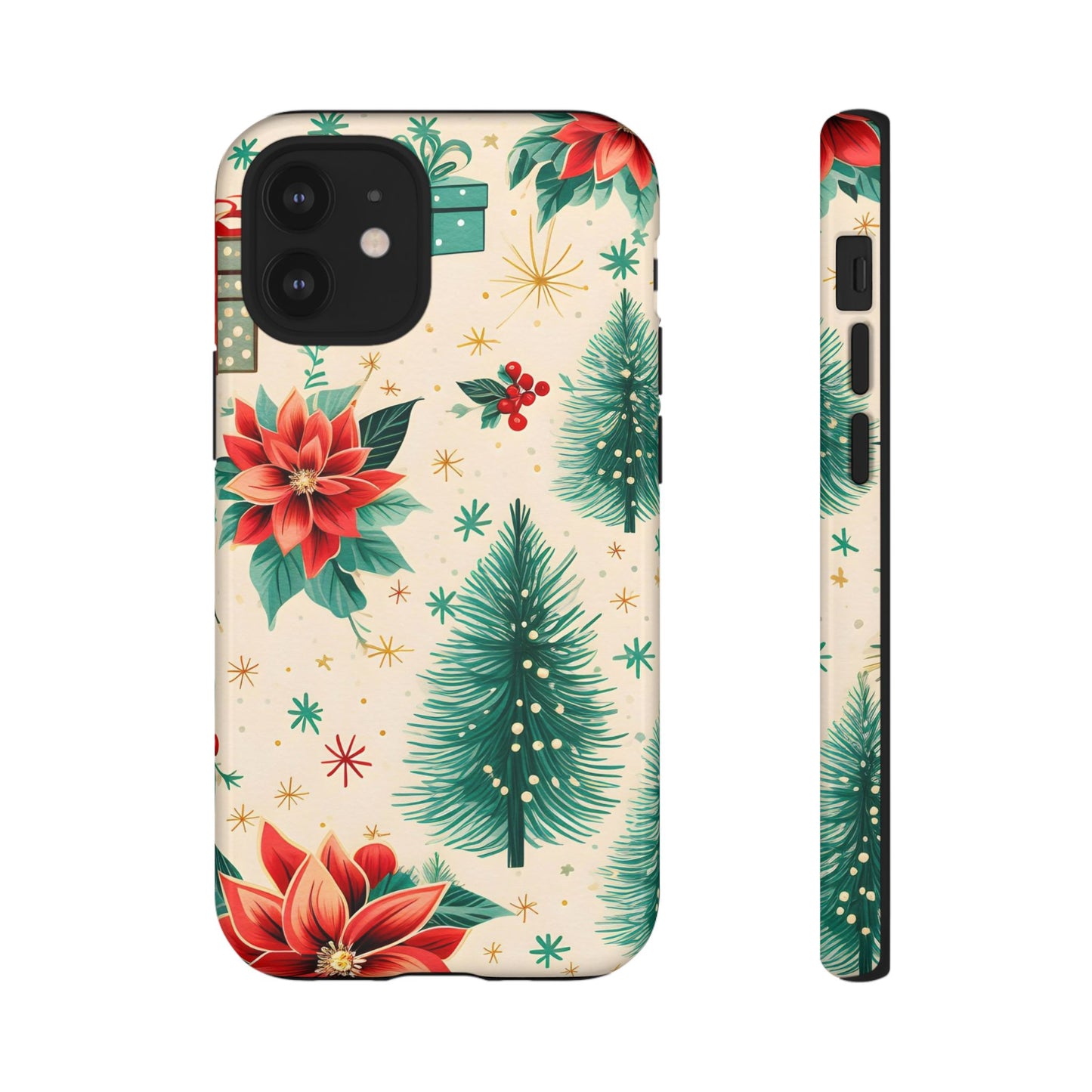 Christmas Trees and Poinsetta IPhone Case for IPhones 12 - 16