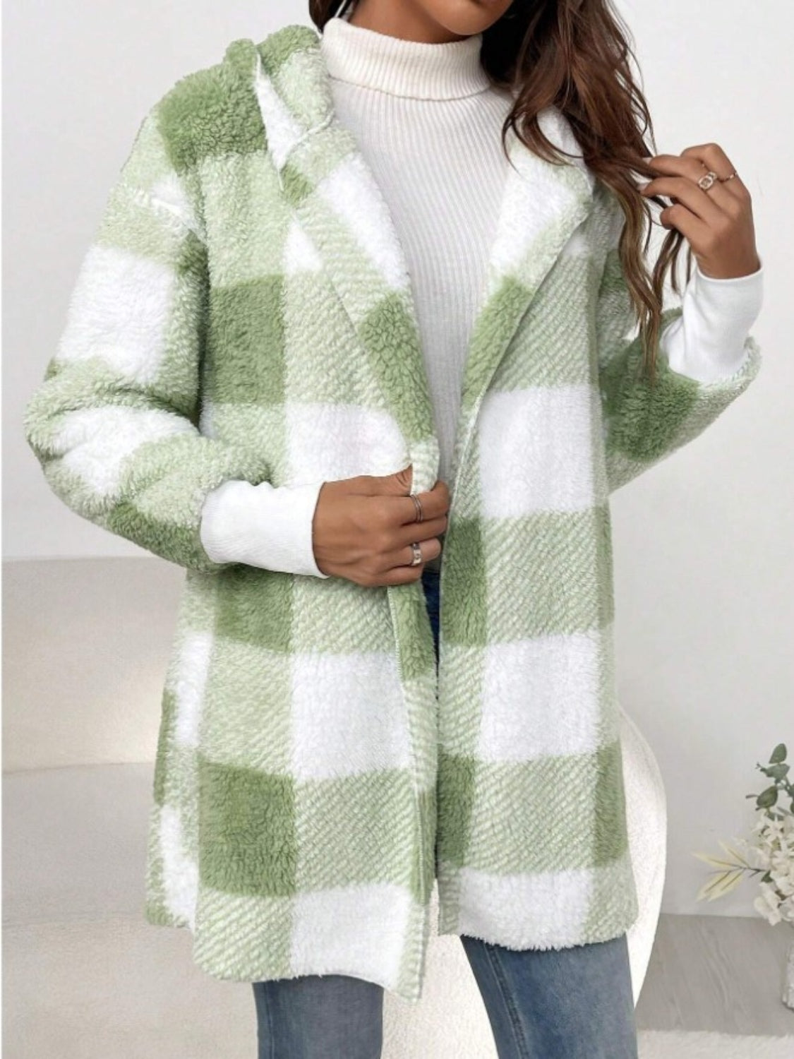 Plaid Hooded Light-Weight Coat