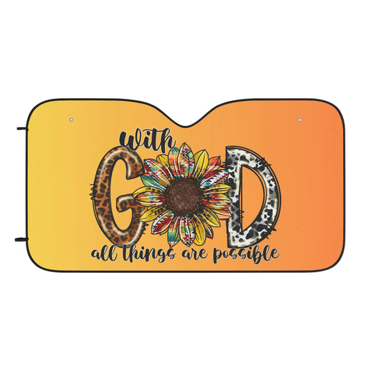 With God All Things Are Possible Car Windshield Sun Shade Visor
