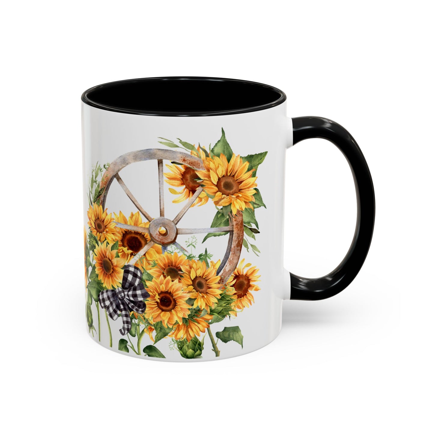 Custom Sunflower Accent Coffee Mug (11, 15oz)